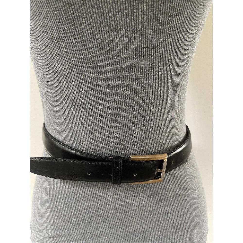 Belt Mens Size 40” Black Leather Adjustable Square Brass Buckle 1” Casual Dress